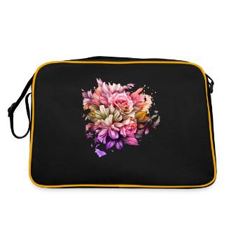 Blumen Hippie Soul Groovy Sommer Zeit Frieden Liebe - Retro Tasche - Schwarz/Gold - Hinten