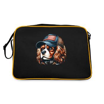 Cavalier King Charles chien casquette américaine - Sac Retro - noir/or - Dos