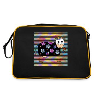 Kuh - Retro Tasche - Schwarz/Gold - Hinten