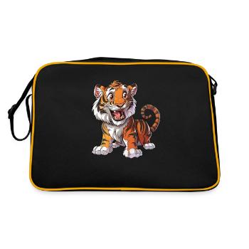 Happy Tiger Cartoon Animal Lover - Retro Bag - black/gold - Back