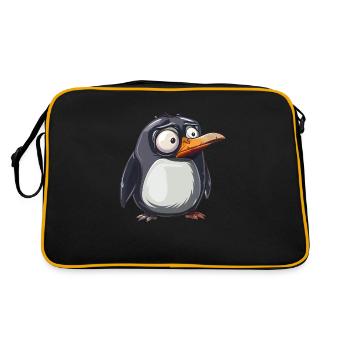Süßer Pinguin Blick Fangt Blicke - Retro Tasche - Schwarz/Gold - Hinten
