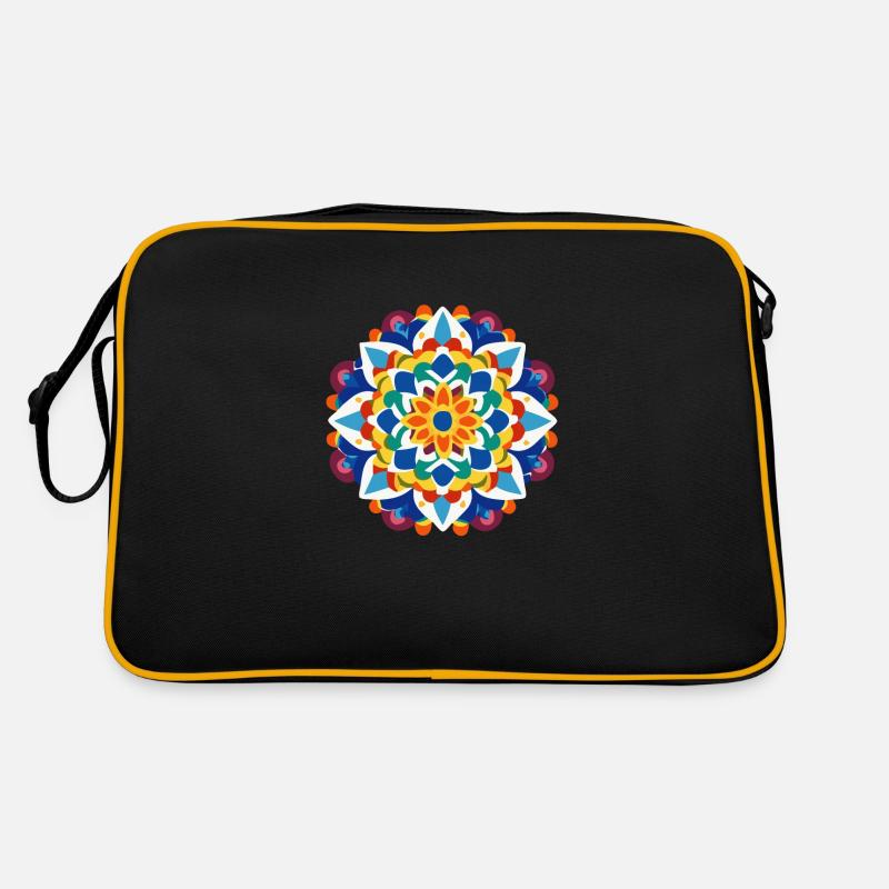 Mandala Pattern Colors Symmetrical2 - Retro Bag - black/gold