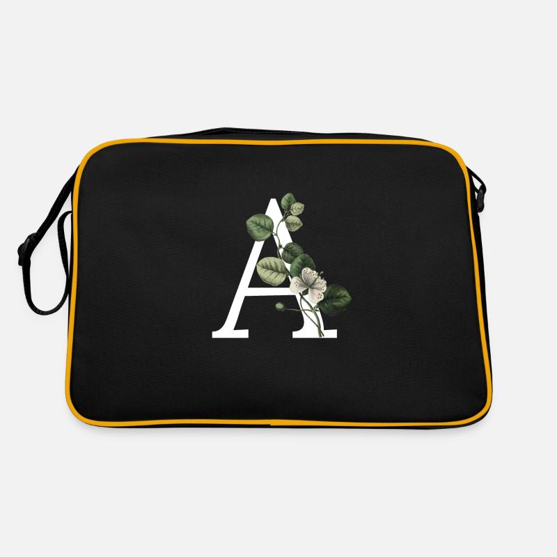 Buchstabe A Grüne Botanik Retro Tasche