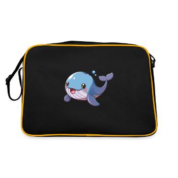 Caricature de baleine souriante mignonne - Sac Retro - noir/or - Dos