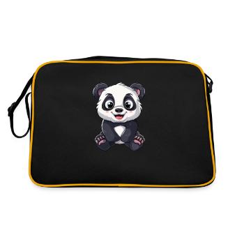 Panda mignon avec de grands yeux - Sac Retro - noir/or - Dos