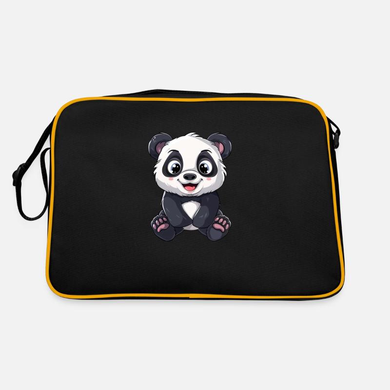 Cute panda with big eyes Retro Bag