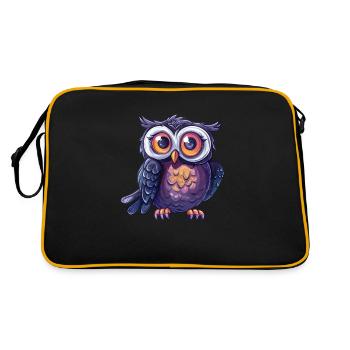 Hibou espiègle avec de grands yeux - Sac Retro - noir/or - Dos
