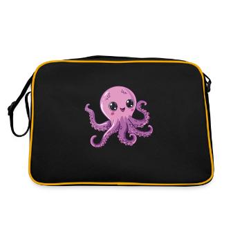 Pieuvre violette mignonne avec de grands yeux - Sac Retro - noir/or - Dos