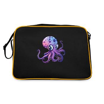 Pieuvre violette mignonne avec de grands yeux - Sac Retro - noir/or - Dos