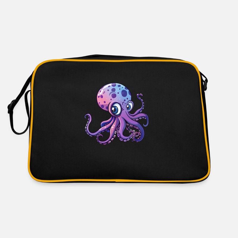 Cute Purple Octopus with Big Eyes Retro Bag