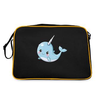 Narval baleine mer animal de mer motif fantastique - Sac Retro - noir/or - Dos