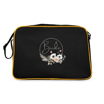 Florale Trense Krone Boho - Retro Tasche - Schwarz/Gold - Hinten
