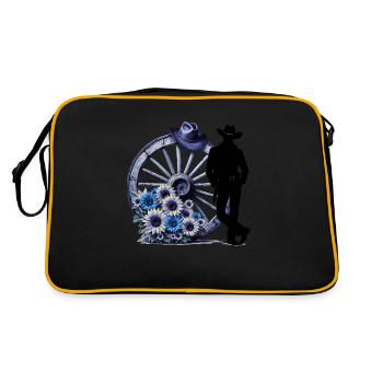 Cowboy Funny Cowboy Hat Wild Western Rodeo Texas - Retro Bag - black/gold - Back
