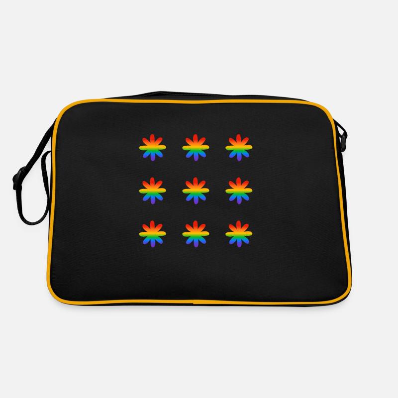 Regenbogen-Blumen Retro Tasche