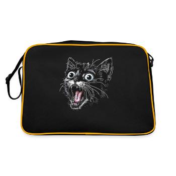 Chat noir surpris avec de grands yeux - Sac Retro - noir/or - Dos