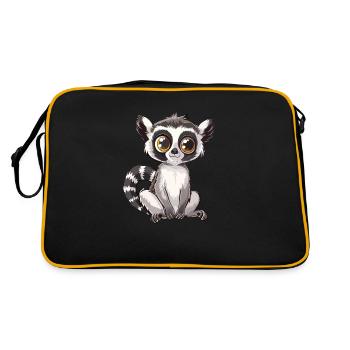 Cute Lemurs Look for Animal Lovers - Retro Bag - black/gold - Back