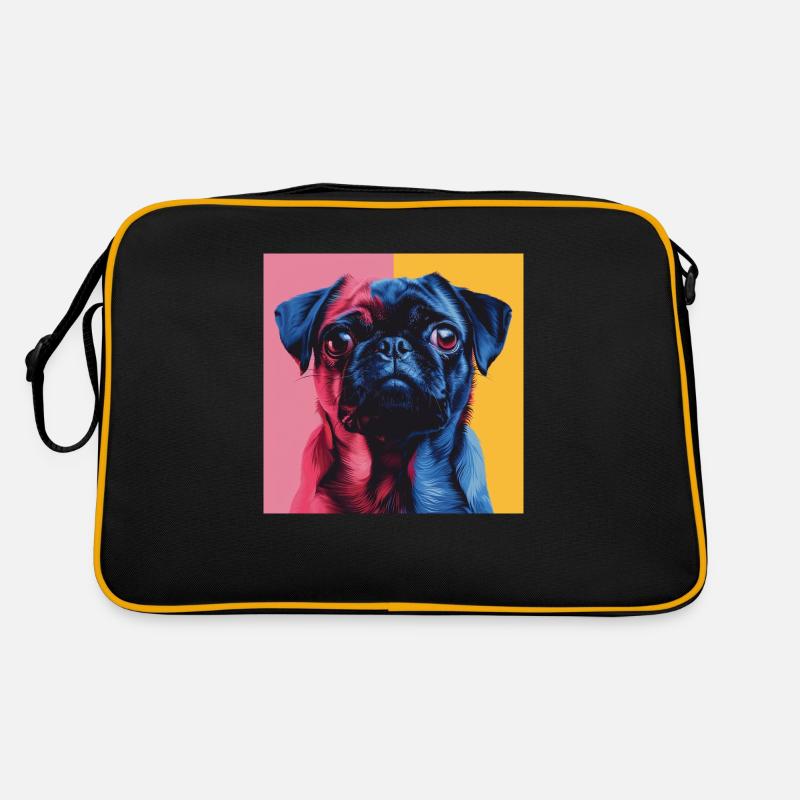 Mops - Retro Tasche - Schwarz/Gold