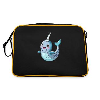 Narval avec corne de licorne à l’aspect aquarelle - Sac Retro - noir/or - Dos