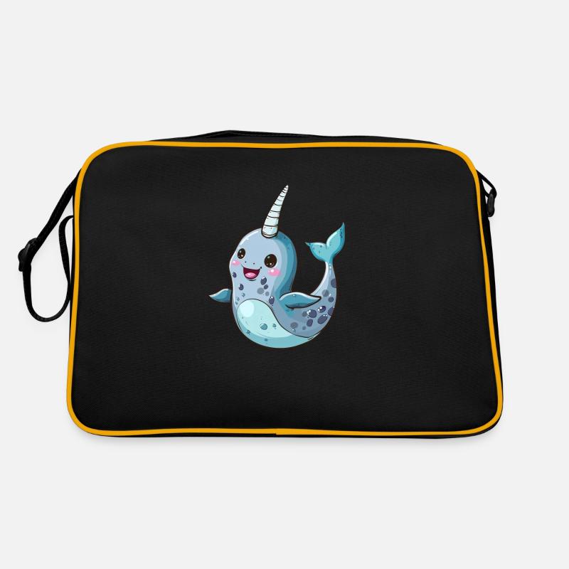Narval avec corne de licorne à l’aspect aquarelle Sac Retro