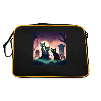 A foggy night in the cat cemetery - Retro Bag - black/gold - Back