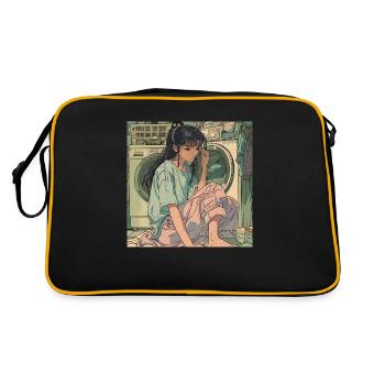 Impression de mode de haute qualité de fille anime des années 80 - Sac Retro - noir/or - Dos