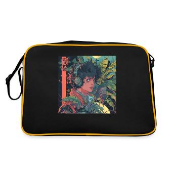 Plantlover d’anime des années 80 écoutant de la musique imprimer - Sac Retro - noir/or - Dos