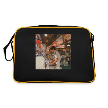 80er Jahre Anime Teen Beruhigender Hochwertiger Modedruck - Retro Tasche - Schwarz/Gold - Hinten