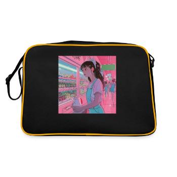 80s anime teen calming high quality fashion print - Retro Bag - black/gold - Back