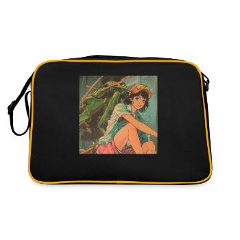 Anime des années 80 Anime Teen Calmant Impression de mode de haute qualité - Sac Retro - noir/or - Dos