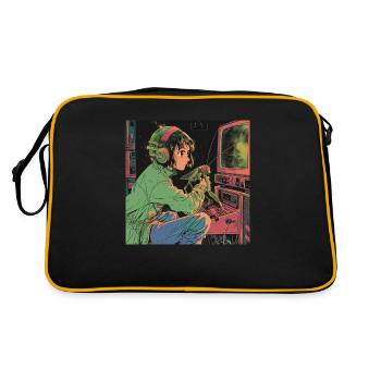 Anime des années 80 Anime Teen Calmant Impression de mode de haute qualité - Sac Retro - noir/or - Dos