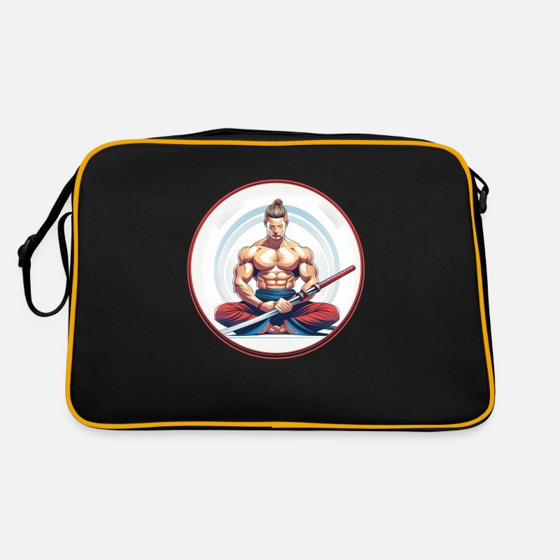 Meditierender Samurai mit Katana Retro Tasche