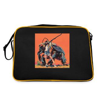 80er Jahre Anime Teen Beruhigender Hochwertiger Modedruck - Retro Tasche - Schwarz/Gold - Hinten