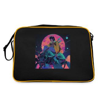 80er Jahre Anime Teen Beruhigender Hochwertiger Modedruck - Retro Tasche - Schwarz/Gold - Hinten