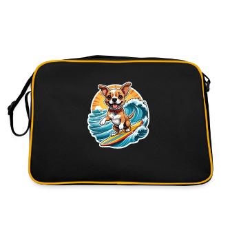 Happy Surfing Dog - Retro Bag - black/gold - Back