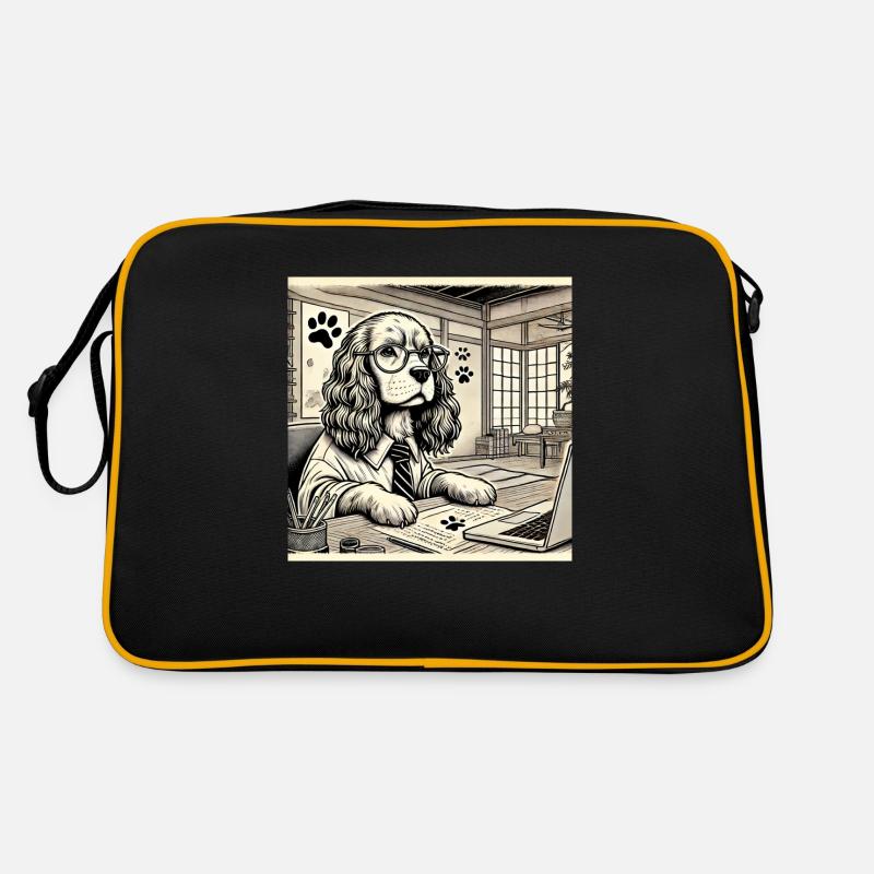 Japan Ukijo e Style Desk Cocker Spaniel - Retro Bag - black/gold