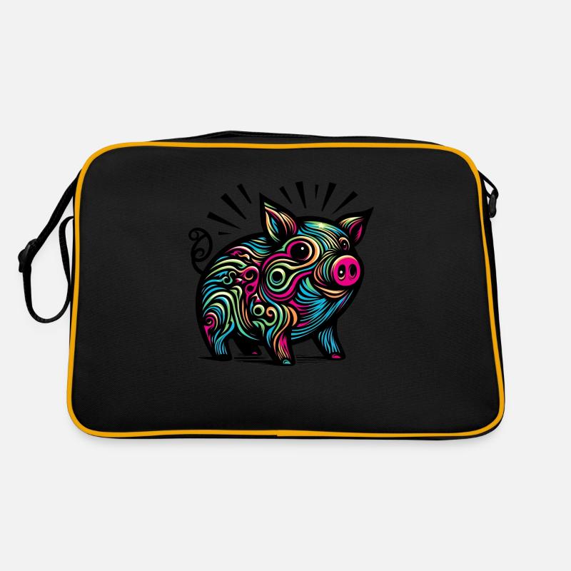 Buntes Schwein Retro Tasche