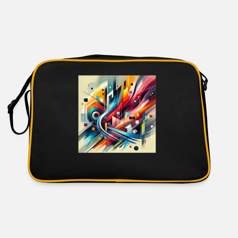 Lebendige Harmonie - Abstraktes Gemälde - Retro Tasche - Schwarz/Gold