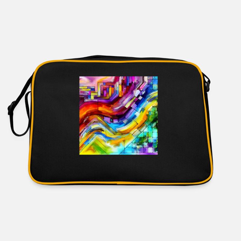 Moderne Strahlkraft - Abstraktes Gemälde - Retro Tasche - Schwarz/Gold