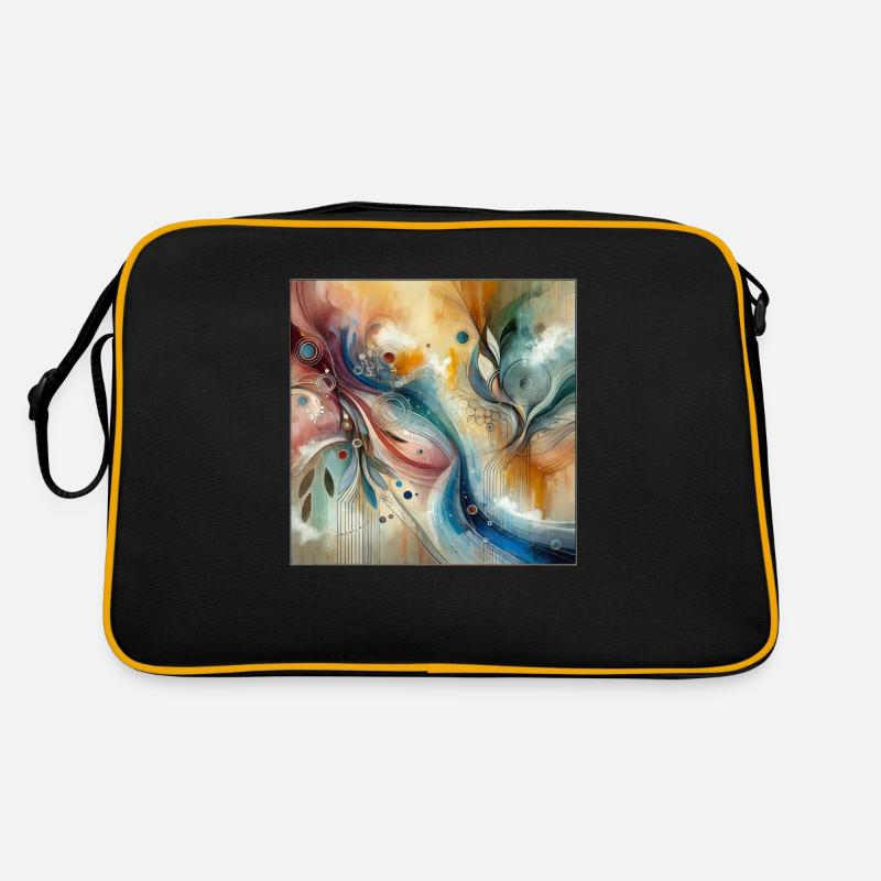 Energiegeladene Essenz - Abstraktes Gemälde - Retro Tasche - Schwarz/Gold