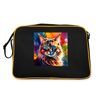 Katze farbig 1 - Retro Tasche - Schwarz/Gold - Hinten