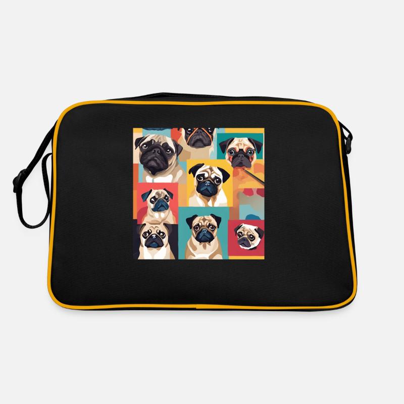 Mops Collage Retro Tasche