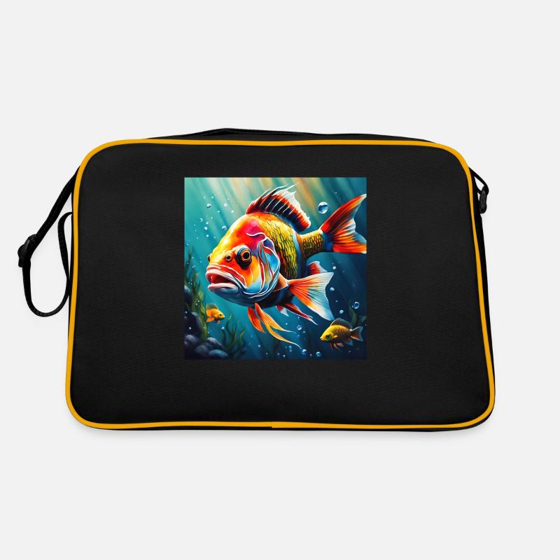 Poisson coloré - Sac Retro - noir/or