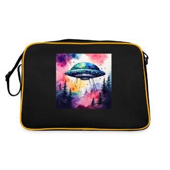 UFO farbig - Retro Tasche - Schwarz/Gold - Hinten