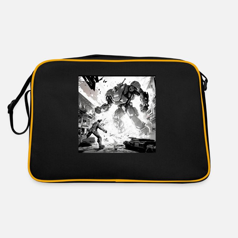 Roboter-Kampf-Comic Retro Tasche