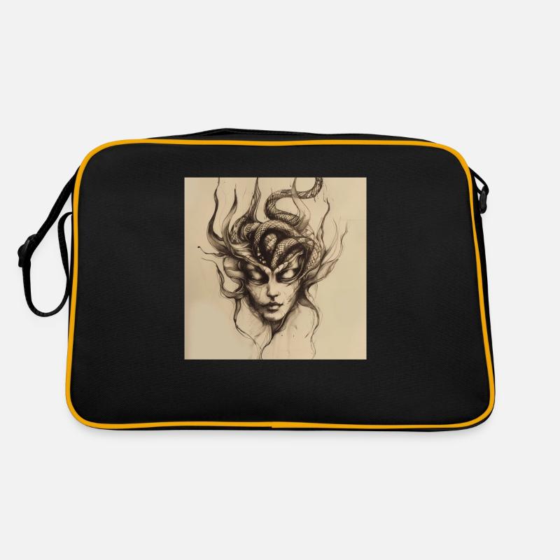 Uralte Maske - Retro Tasche - Schwarz/Gold