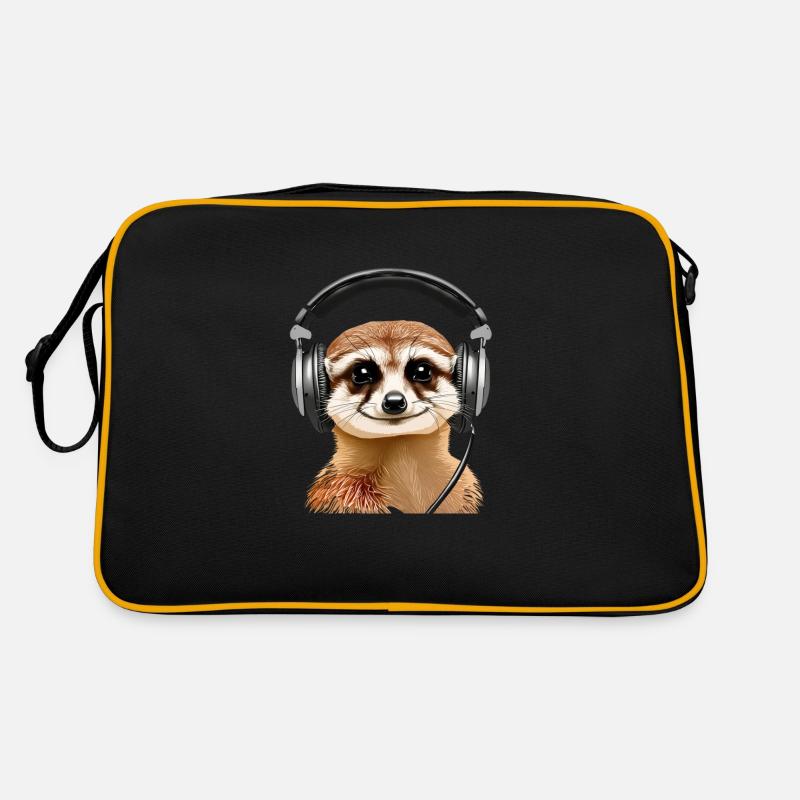 Erdmännchen mit Headset (realistisch) Retro Tasche