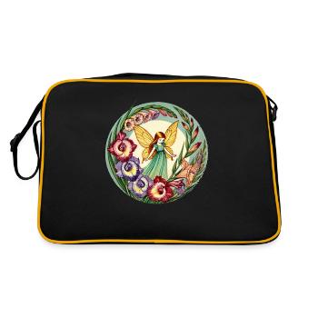 Gladiolen-Fee - Retro Tasche - Schwarz/Gold - Hinten