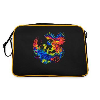 Coq, tup, combat, animal, isolé, coloré, poulet - Sac Retro - noir/or - Dos