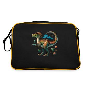T-Rex Dino Dinosaurier - Retro Tasche - Schwarz/Gold - Hinten