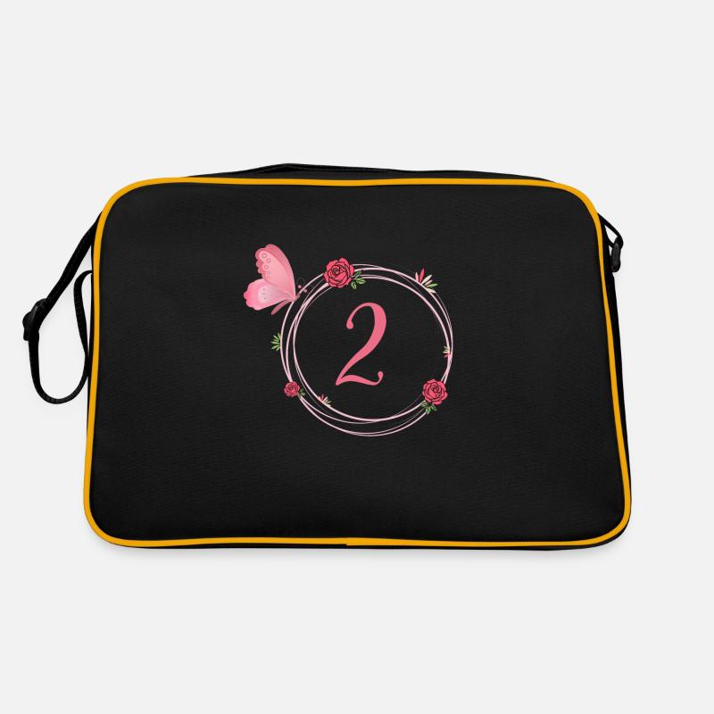2e anniversaire papillon et fleurs fillettes Sac Retro